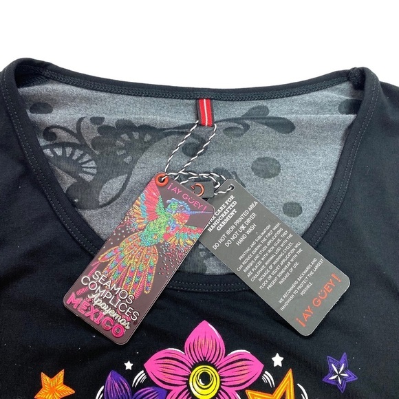 AY Guey Mexicans Skull Print Sheer Long-sleeve Shirt Black Size S New with Tags - Picture 4 of 8
